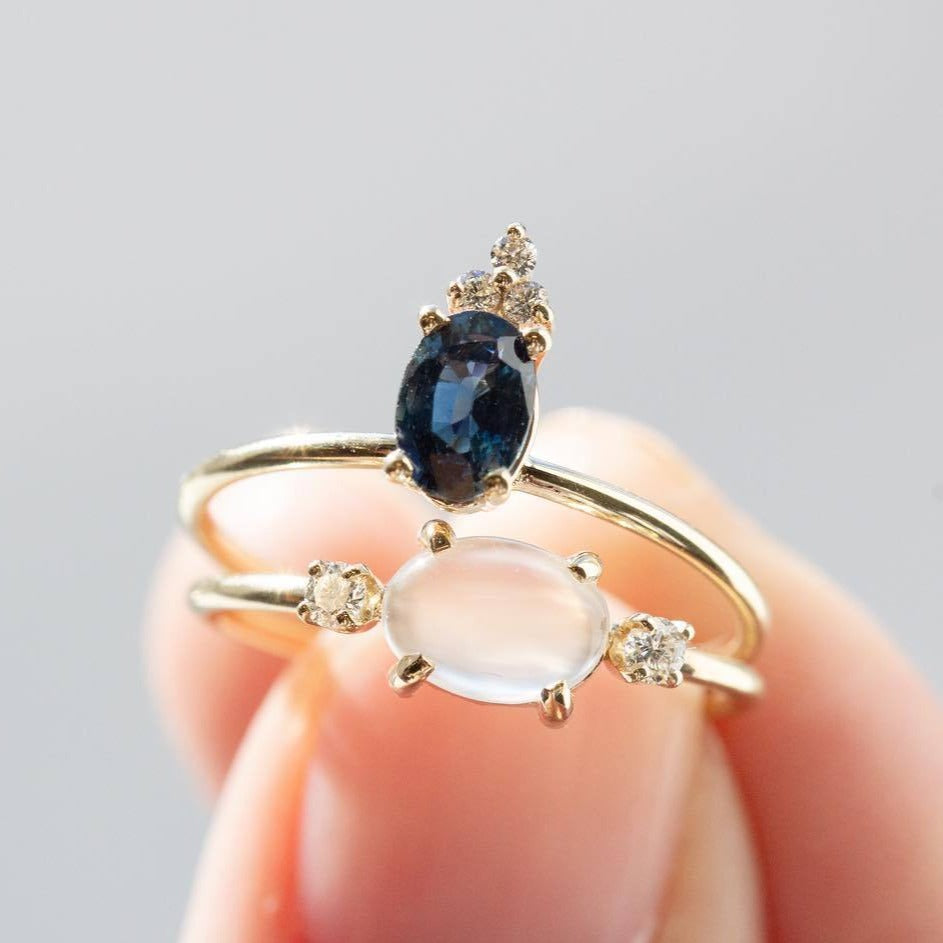 Blue Sapphire &amp; Diamond Ring - Magpie Jewellery