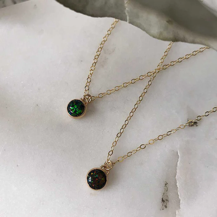 Petite Black Opal Necklace Magpie Jewellery