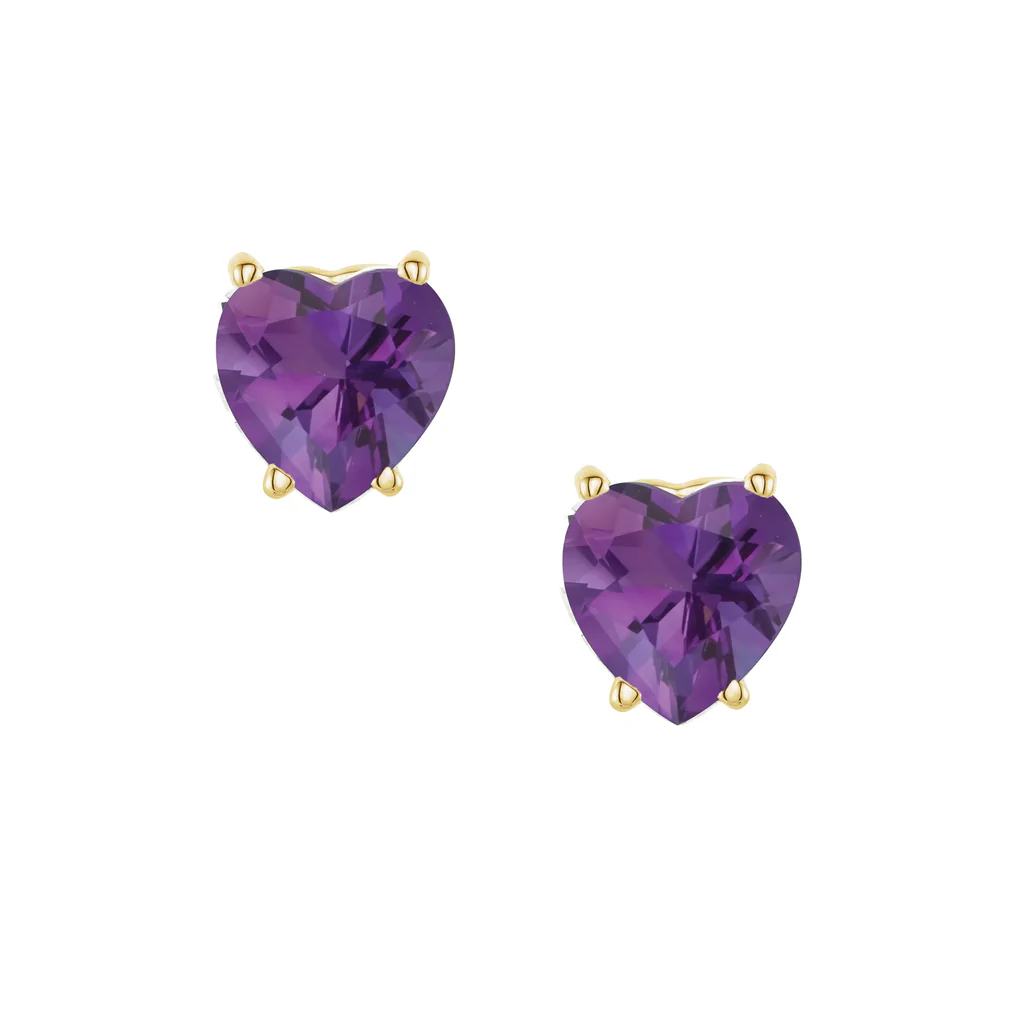Amethyst Sweetheart Gem Stud Earrings | Magpie Jewellery