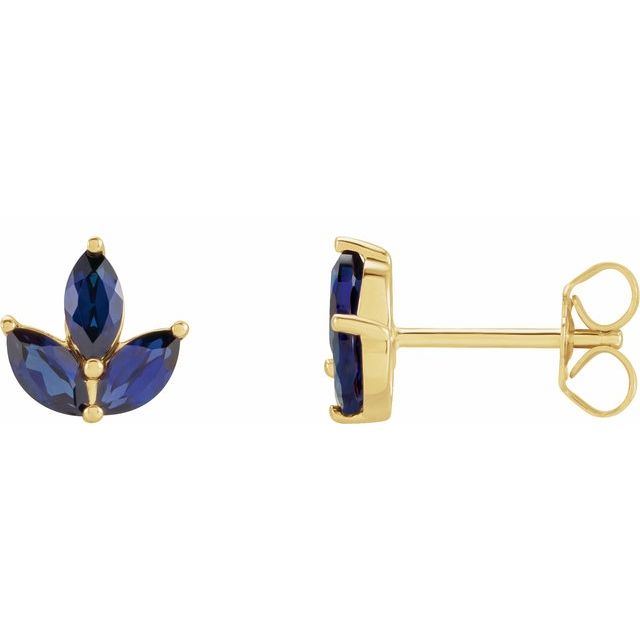 14k Gold & Gemstone Marquis Cluster Earrings - Magpie Jewellery