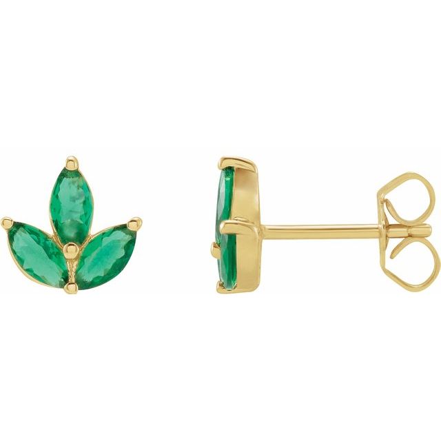 14k Gold &amp; Gemstone Marquis Cluster Earrings - Magpie Jewellery