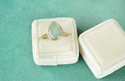 Milky Aquamarine Pear Ring | Magpie Jewellery