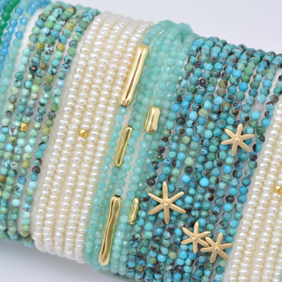Star Bead Gemstone Wrap Bracelet - Turquoise