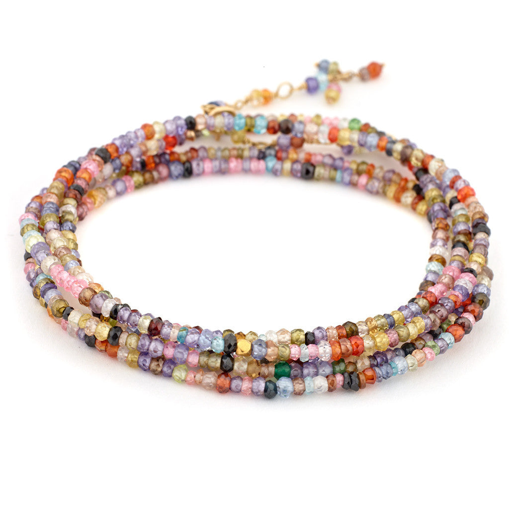 Multi Coloured Cubic Zirconia Wrap Bracelet - Magpie Jewellery