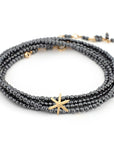 Star Bead Gemstone Wrap Bracelet - Hematite