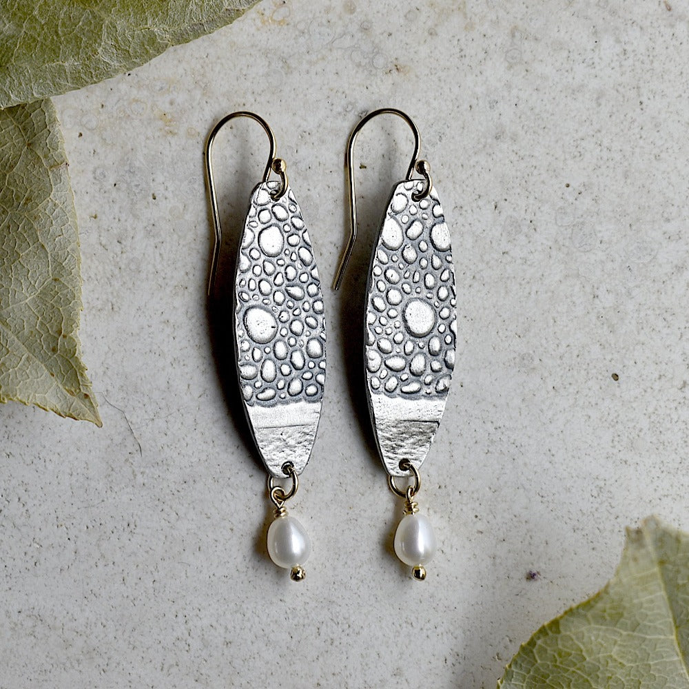 'Buoy' Silver & Pearl Drop Earrings | Magpie Jewellery