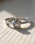Rose-Cut Grey Diamond Engagement Ring with Shoulder Diamonds - Magpie Jewellery