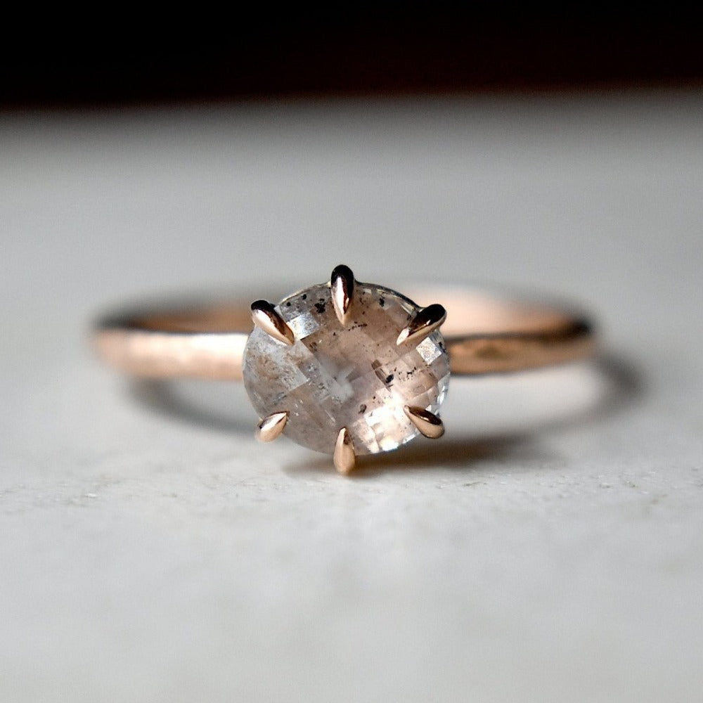 6-Prong Oval Rose Cut Salt & Pepper Diamond Solitaire | Magpie Jewellery