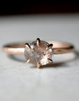 6-Prong Oval Rose Cut Salt & Pepper Diamond Solitaire | Magpie Jewellery