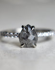 Pear-Shaped Salt & Pepper Diamond Engagement Ring - Magpie Jewellery