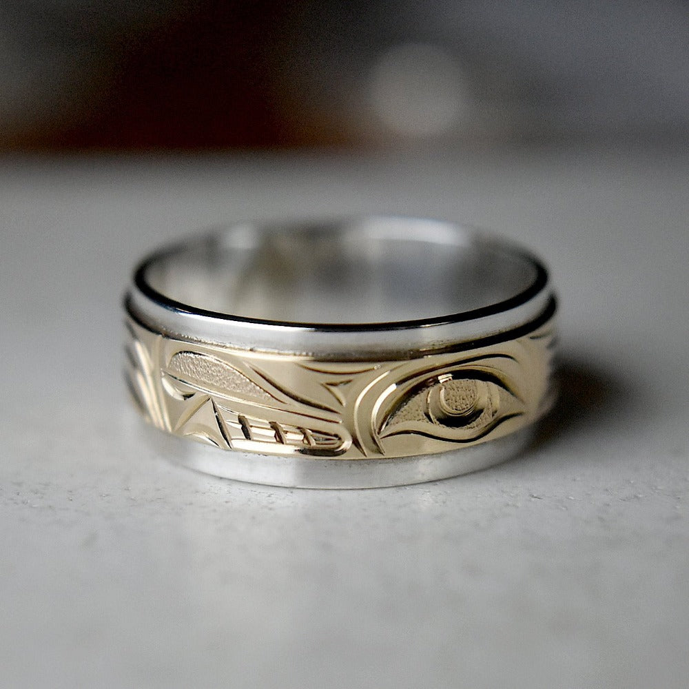 Raised Gold Overlay Ring - Magpie Jewellery