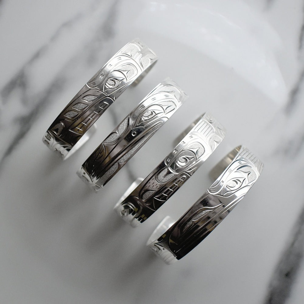 Medium Silver Totem Cuff Joe Descoteaux Magpie Jewellery