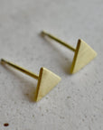 Tiny Brushed Triangle Studs - Magpie Jewellery