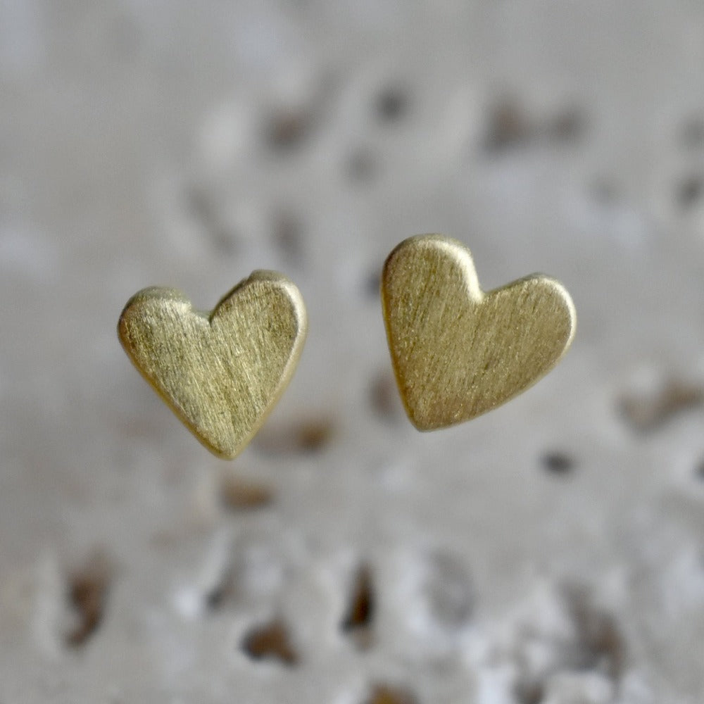 Tiny Gold Heart Studs - Magpie Jewellery