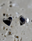 3D Heart Studs - Magpie Jewellery
