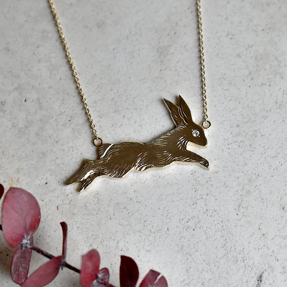 Gold rabbit sale necklace