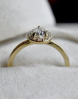 0.44ct Lab-Grown Pear-Shaped Diamond Halo Engagement Ring with Milgrain Band - Magpie Jewellery