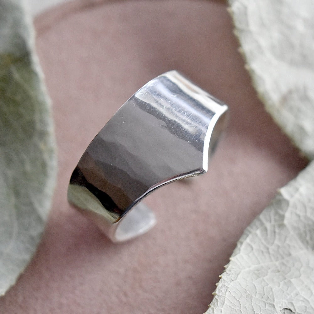 Hammered Texture Open Shank Ring - Magpie Jewellery