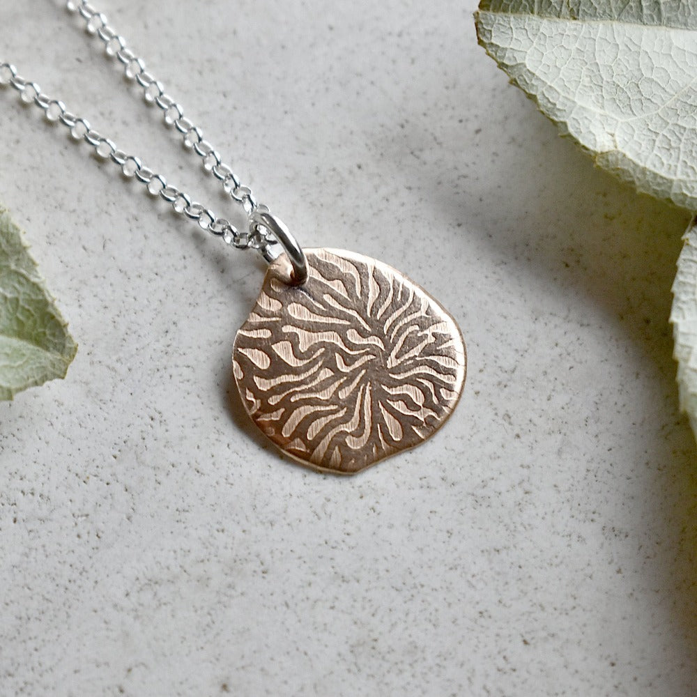 'Coral' Small Patterned Pendant Necklace - Magpie Jewellery