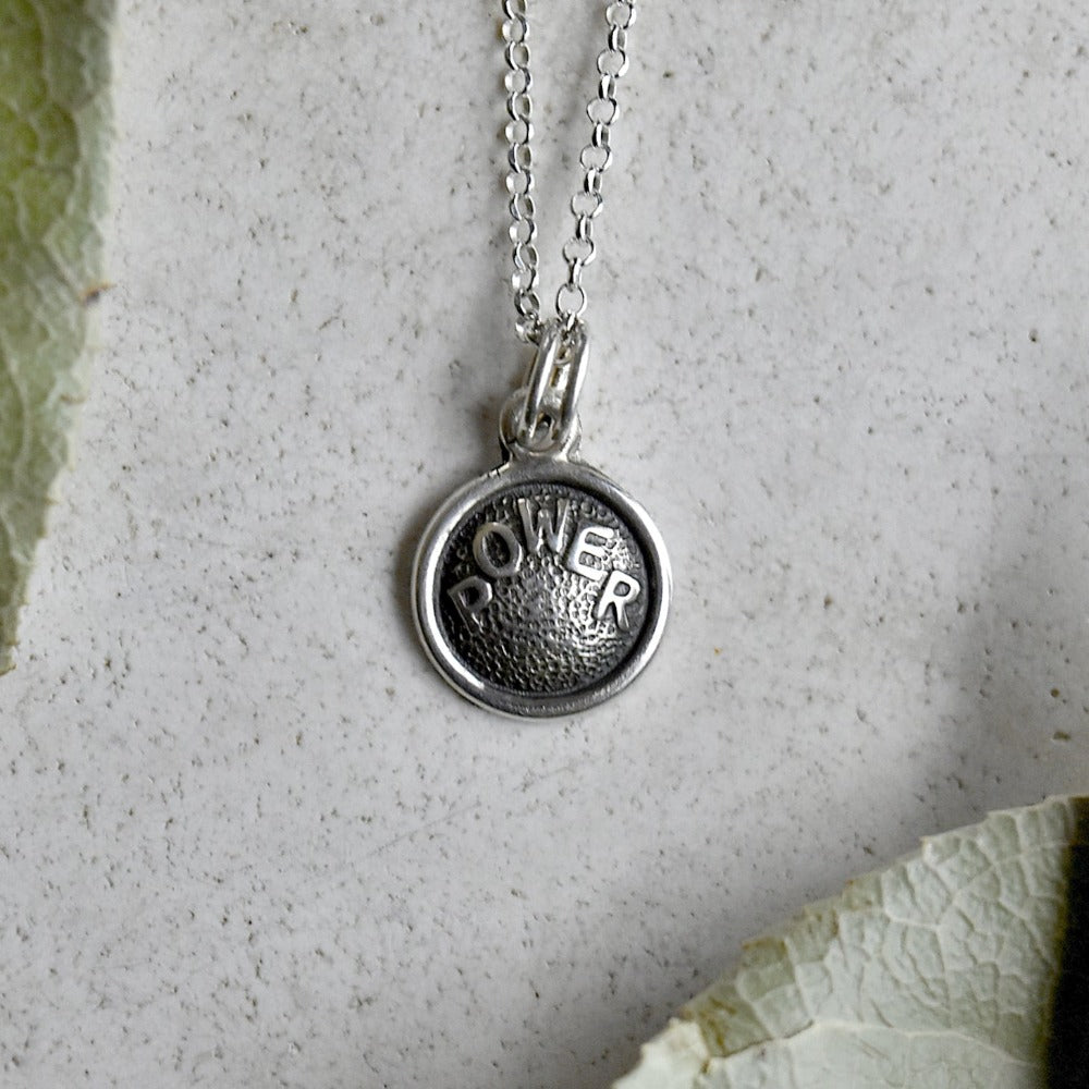 &#39;Power&#39; Tiny Die Struck Silver Necklace - Magpie Jewellery