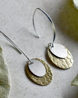 Brass & Silver Long Double Drop Earrings - Magpie Jewellery