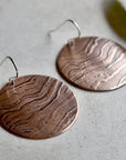 Agate Pattern Large Copper Disc Drop Earrings - Magpie Jewellery