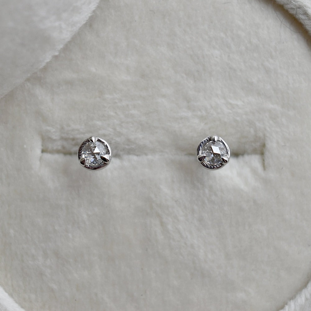14k Claw-Set Rose Cut Diamond Studs - Magpie Jewellery