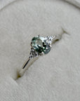 14k White Gold Aria Oval Green Sapphire Engagement Ring | Magpie Jewellery