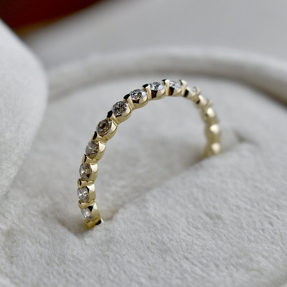 14k Yellow Gold Floating Diamond Partial Eternity Band - Magpie Jewellery