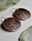 Floral Field Large Copper Disc Drop Earrings - Magpie Jewellery