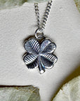 '4 Leaf Clover' Die Struck Silver Necklace - Magpie Jewellery