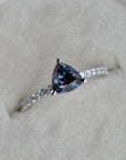 14k White Gold Trillion Cut Synthetic Alexandrite Engagement Ring - Magpie Jewellery