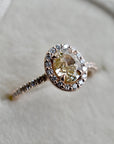 1.02ct Champagne Diamond Halo Engagement Ring with Shoulder Diamonds - Magpie Jewellery