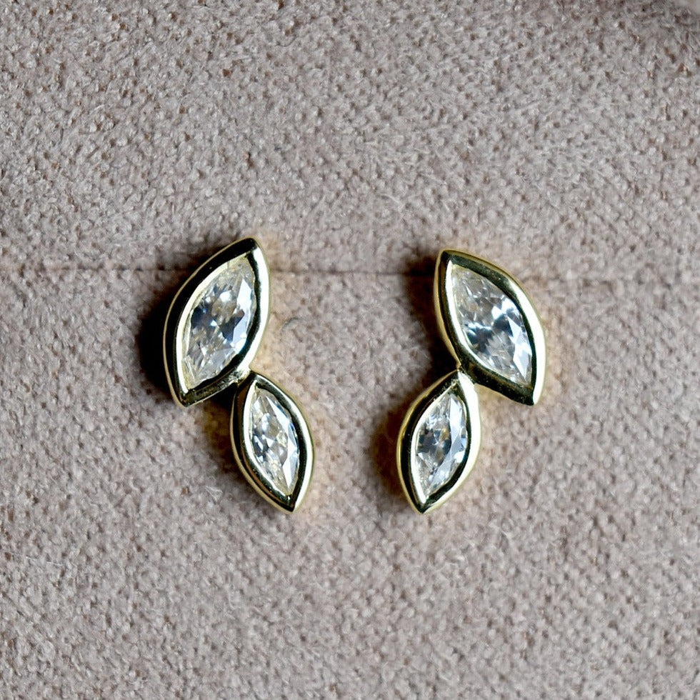 Double White Topaz Bezel Studs - Magpie Jewellery