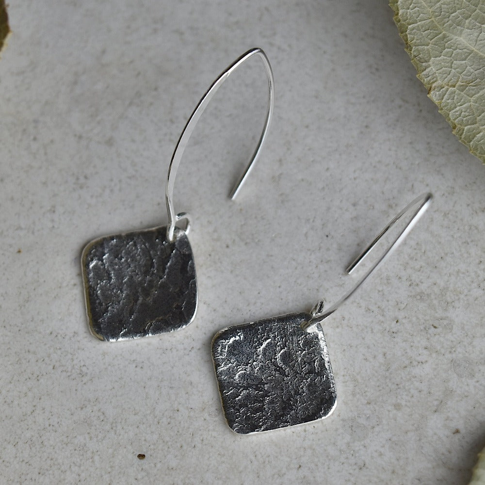 'Concrete' Long Drop Earrings - Magpie Jewellery