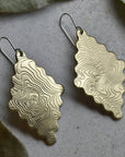 Scalloped Diamond Brass Drop Earrings - Magpie Jewellery