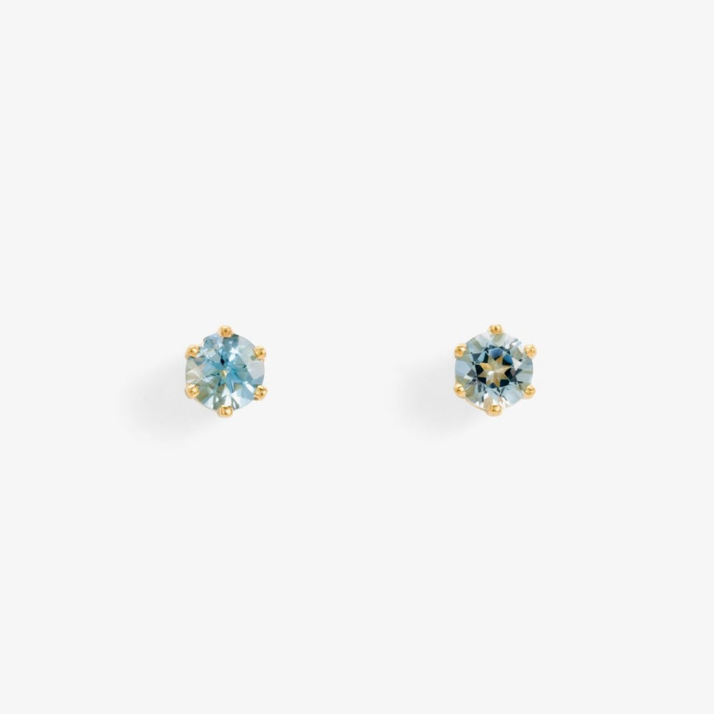 0.2 carat 6 Prong Aquamarine Studs | Magpie Jewellery