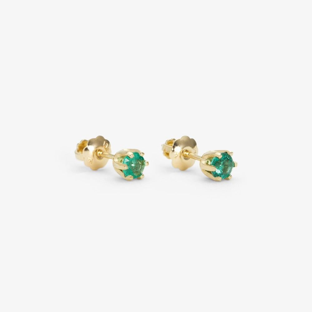 6 Prong Emerald Stud | Magpie Jewellery