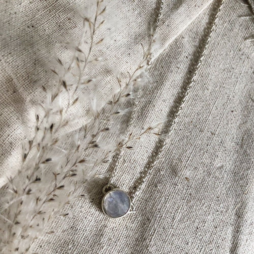 Small Round Faceted Moonstone Necklace - Magpie Jewellery