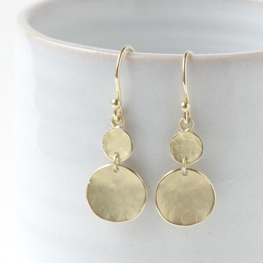 Double Hammered Disc Earrings W Gold | Magpie Jewellery