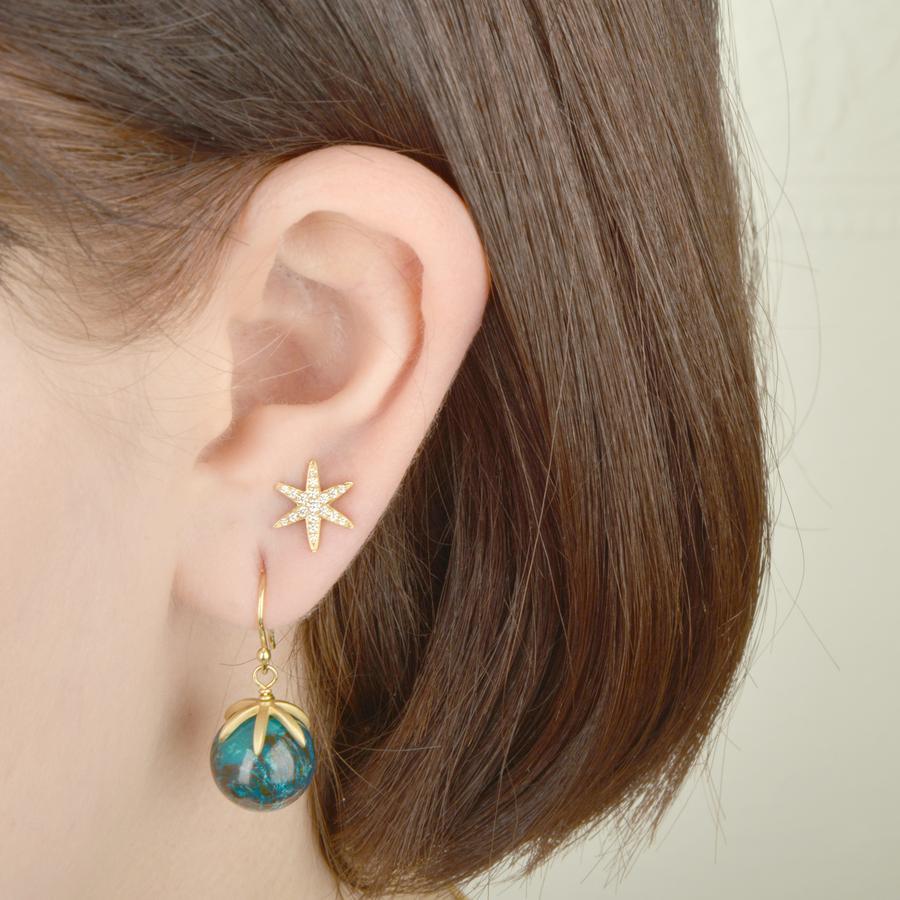 Cage Cap Gemstone Ball Earrings - Magpie Jewellery