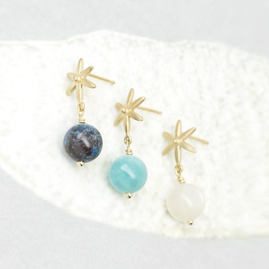 Star Post Earring w/ Gemstone Ball Drop | Magpie Jewellery