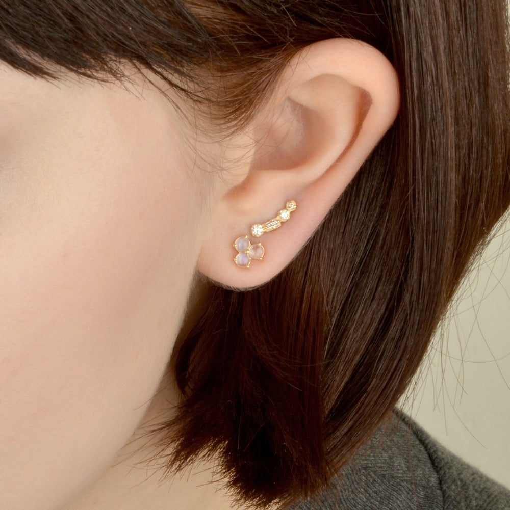 4-Stone Round &amp; Baguette Diamond Climber Earrings - Magpie Jewellery