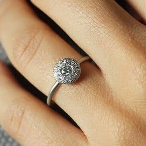 14k White Gold Jupiter Halo Engagement Ring | Magpie Jewellery