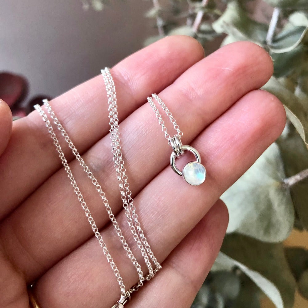 Crescent Moonstone Necklace - Magpie Jewellery
