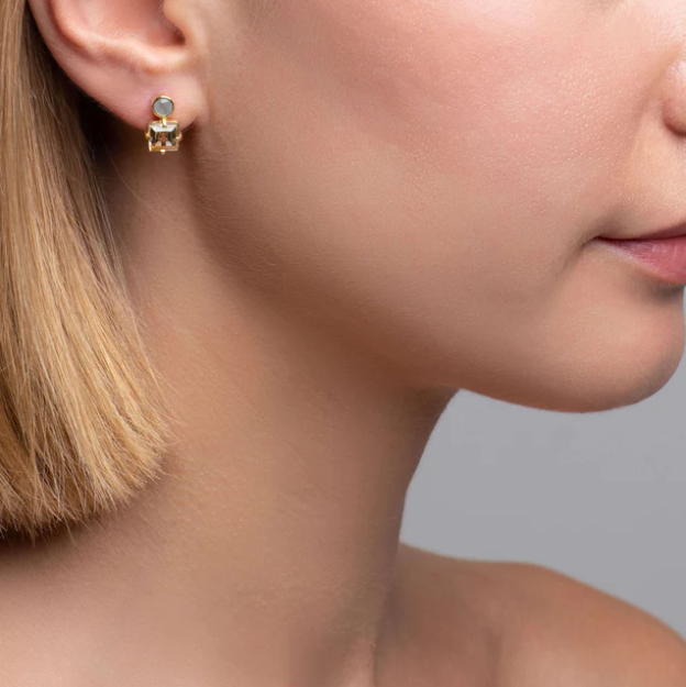 Isola Bella Gold Vermeil Citrine and Green Amethyst Stud Earrings - Magpie Jewellery