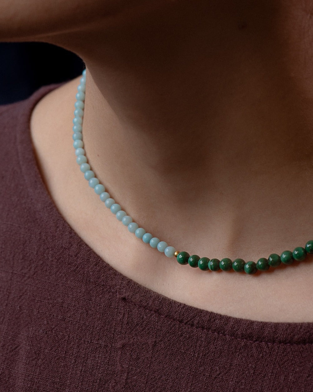 4-Corners Necklace - Amazonite, Red Jasper, Lace Agate & Malachite - Magpie Jewellery