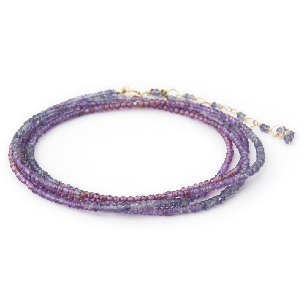 Iolite, Amethyst & Garnet Ombre Wrap Bracelet - Magpie Jewellery