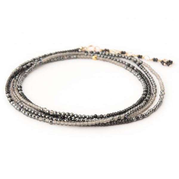 Spinel, Hematite & Moonstone Ombre Wrap Bracelet - Magpie Jewellery