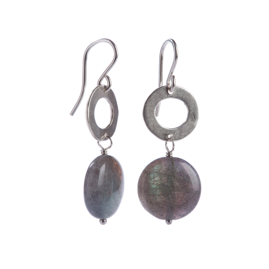 Labradorite & Oval Drop Earrings - Magpie Jewellery